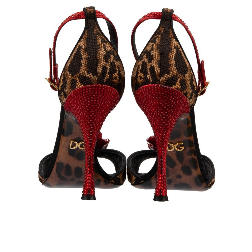 Dolce & Gabbana - Leopard Crystal Rose Heels Sandals Pumps KEIRA Beige Black EUR - Picture 3 of 5